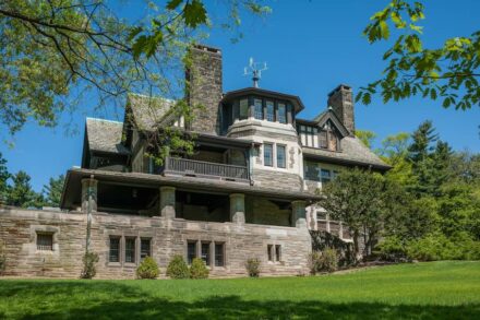 Krisheim, Philadelphia, Pennsylvania.Architect: John Milner Architects; Stone Suppliers: Media Quarry Company, Vickery Stone Company; Stone Installer; Joseph Manero & Sons; Structural Engineer: Larsen & Landis; Stones used: Indiana limestone, Wissahickon mica schists.
