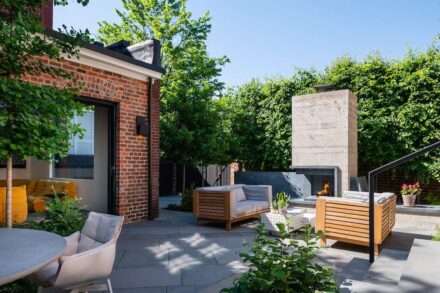 Urban Hearth. Landscape Architect: Waterstreet Studio; Architect: ARCHITECTUREFIRM; Stone Supplier: Empire Granite; Stone Installers Empire Granite, Mark Franko Custom Building; Stones used: Bluestone; Brazilian soapstone.