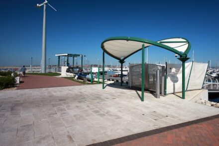 Limestone Portland Grove Whitbed from Albion Stone: Portland Marina, Isle of Portland.