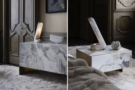 „Absolute White“ (Absolut Weiß). Lampe: Révérence, Design atelier oï; Sideboard: Onys, Design Draw Studio.