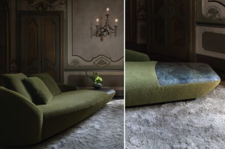 „Green Woods“ (Grüne Wälder). Sofa: Sao Miguel, Design Stefano Gallizioli.