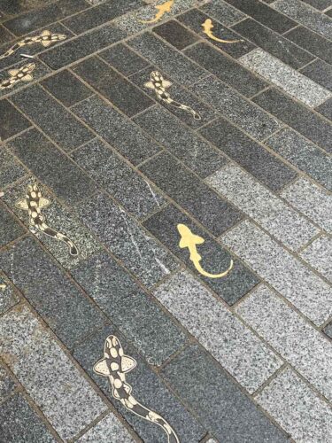 Northampton hat seine Innenstadt mit Fischen im Pflaster und Bezügen zur alten Schuhmacherei neu gestaltet