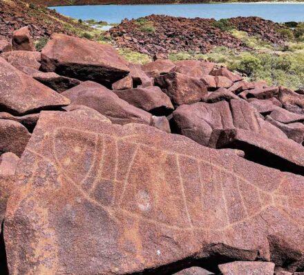 Large fish motif at Dolphin Island. Photo: A. Stevens / Unesco