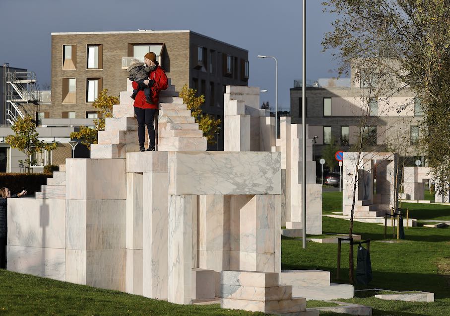 Playground in the Danish Lego-city of Billund, made of marble Rosa Aurora.