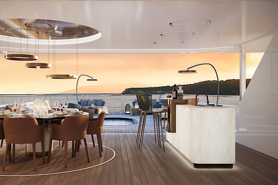 Studio Marco Piva: bar with white Onyx, glossy finish.