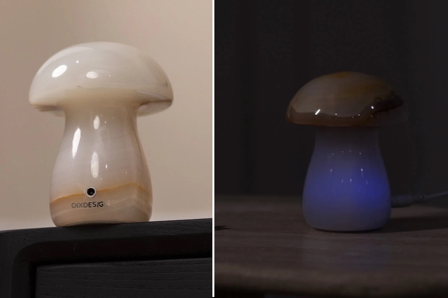 Onyx Mushroom Lamp: 10 cm high, 8 cm in diameter.