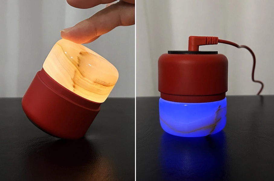 Mini Onyx Table Lamp: 6.8 cm high, 7.7 cm diameter.