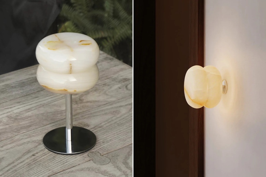 Donut Onyx Lamp. Left: 17 cm high, 10 cm diameter, right: 10 cm diameter, 7 cm deep.