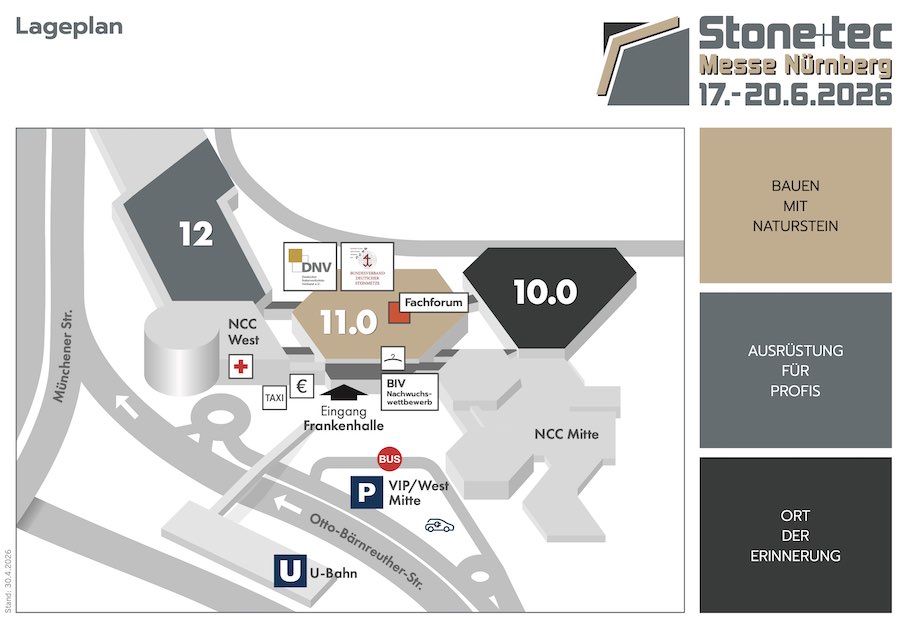 Hallenplan der Stone+tec.