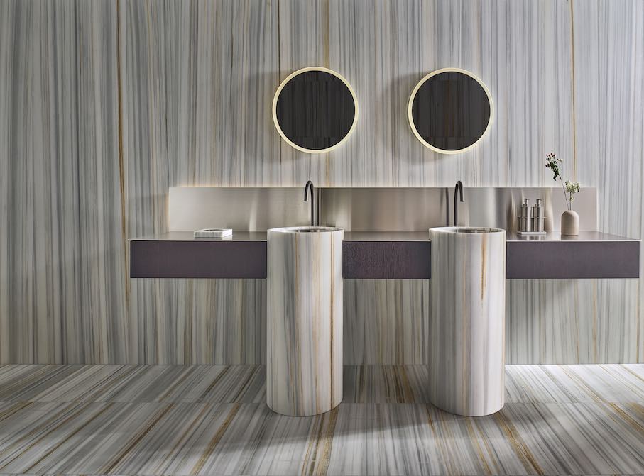 To mark its 80th anniversary, Salvatori is highlighting its exclusive Albe d’Or stone