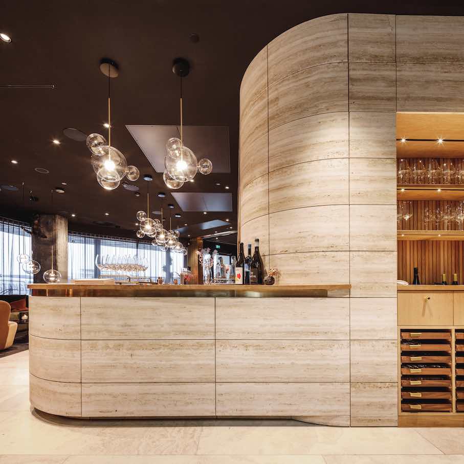Travertine from Italian company Vaselli for the spectacular Eilert Smith Hotel in Stavanger