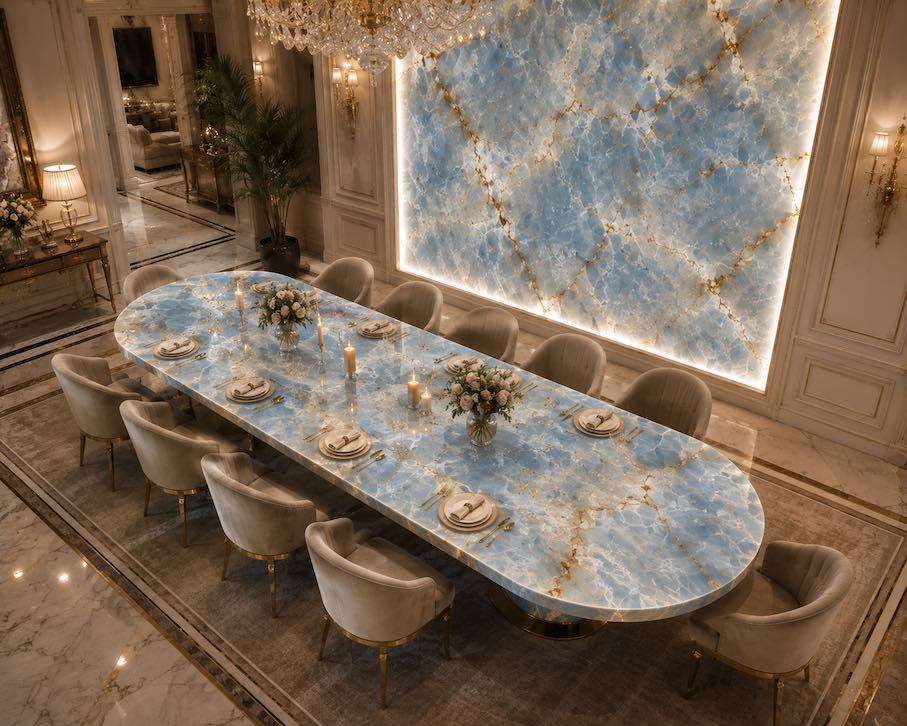 Persian Blue Onyx, quarried by Dayan Stone.
