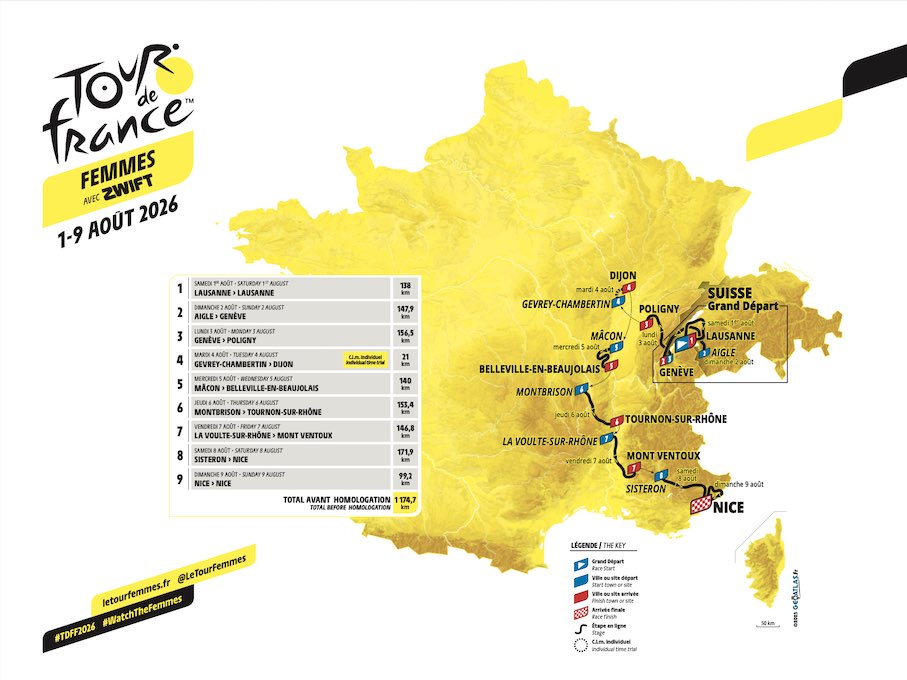 Tour de France Femmes 2026. Quelle: Tour de France