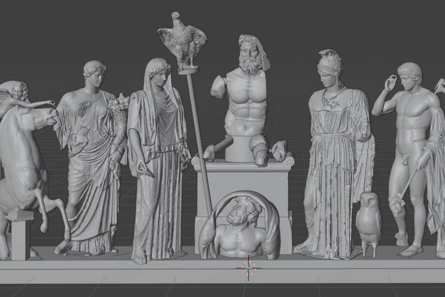 Reconstruction of the figures on the east pediment of the Parthenon (deatail). Vinzenz Brinkmann and Ulrike Koch-Brinkmann, 2026. Liebieghaus Sculpture Collection, Frankfurt am Main