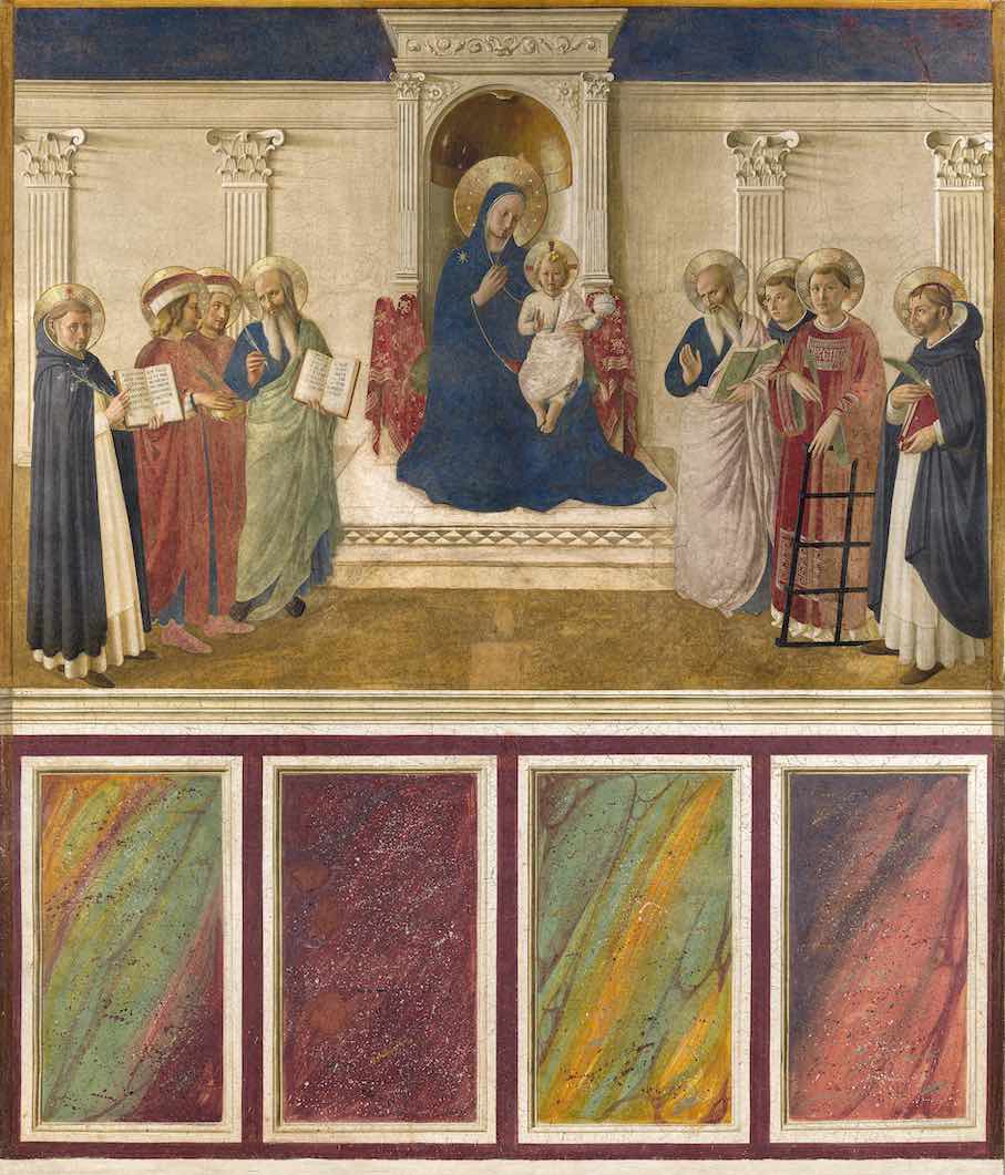 Fra Angelico, „Sacred Conversation” (Madonna of the Shadows), ca. 1443, Fresco, tempera, and plaster, 352.5 × 281 cm Museo di San Marco, Florence. Credit: © Paolo Woods, Courtesy of Ministero della Cultura - Direzione regionale musei nazionali Toscana - Museo di San Marco