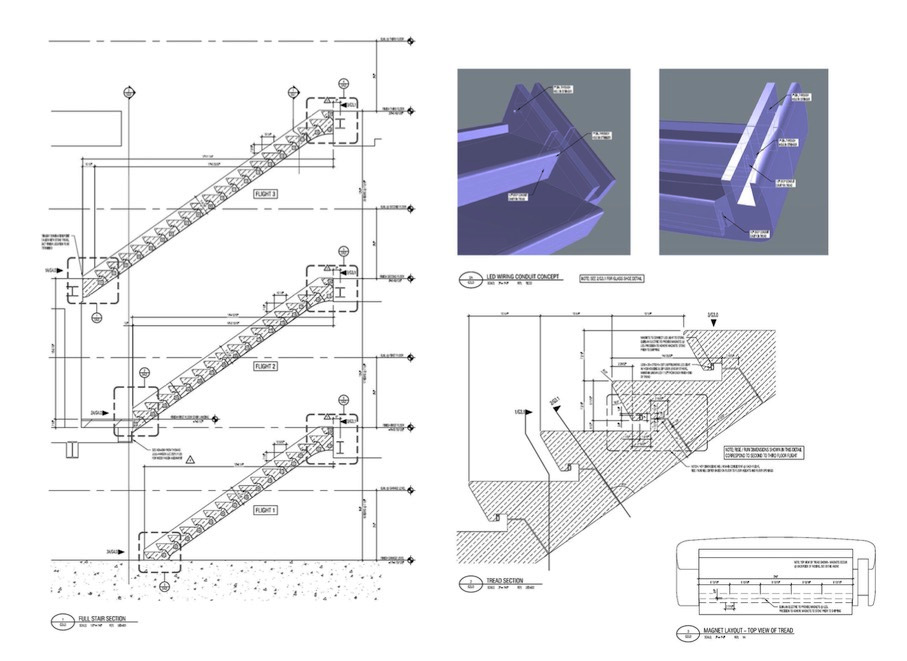 How the post-tensioning of the staircases was done.
