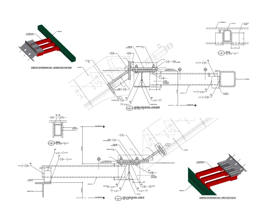 How the post-tensioning of the staircases was done.