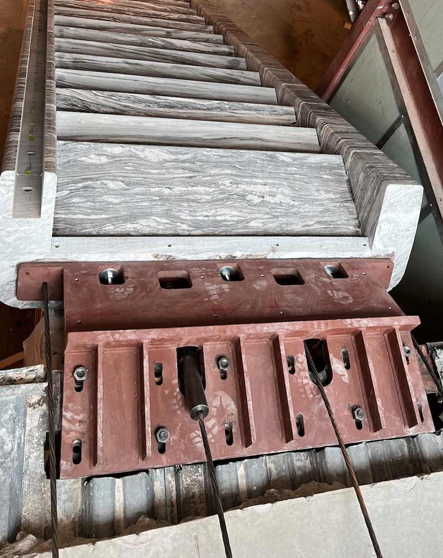 How the post-tensioning of the staircases was done.