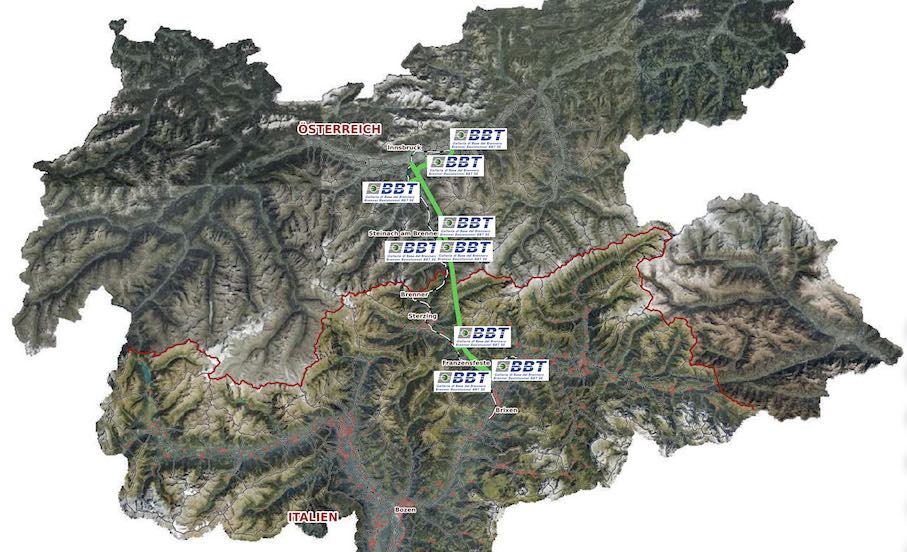 The route beneath the mountains.