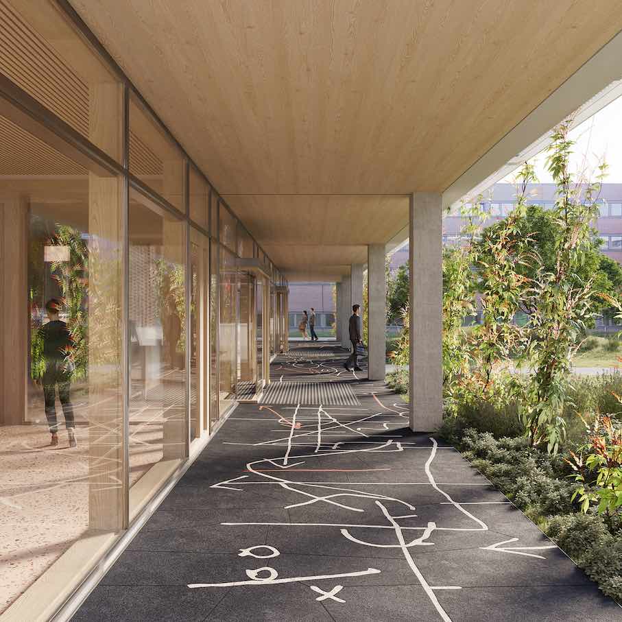 Die mit dem 1. Preis ausgezeichnete Arbeit „Notizen“ soll als Bodenmosaik im Kolonnadengang des Eingangsbereichs realisiert werden. Quelle: Sofie Thorsen, Wien