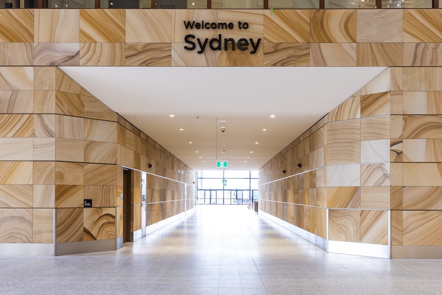 Sydney’s new airport showcases Australian sandstone in a prominent way