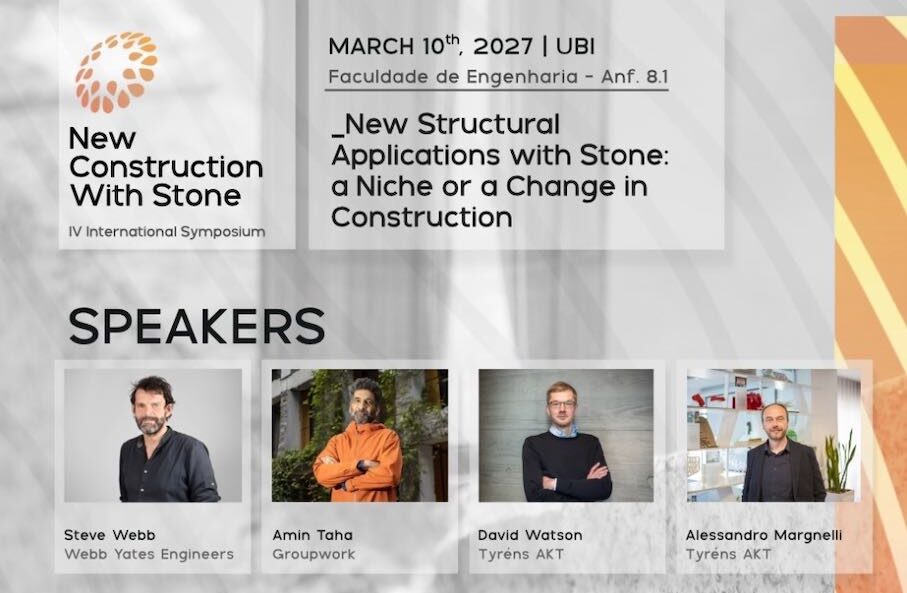 The IV International Symposium “New Construction With Stone” will take place on March 10, 11, and 18, 2027, in Portugal and will bring together architecture, technology, and full-scale testing